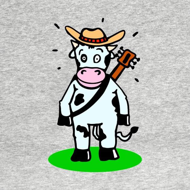 Cow with hat and guitar by schlag.art